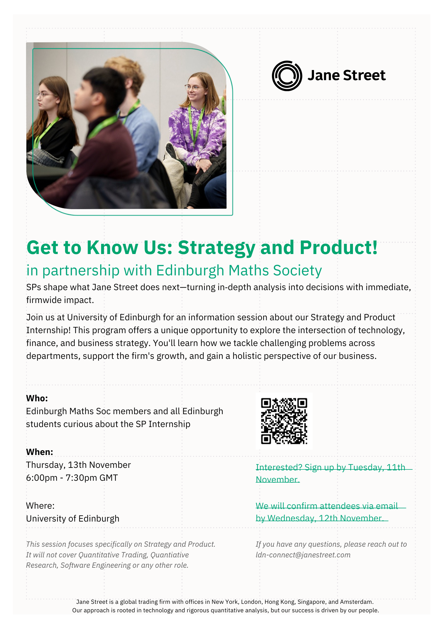 Jane Street Strategy & Product Internship Talk · Welcome to MathSoc